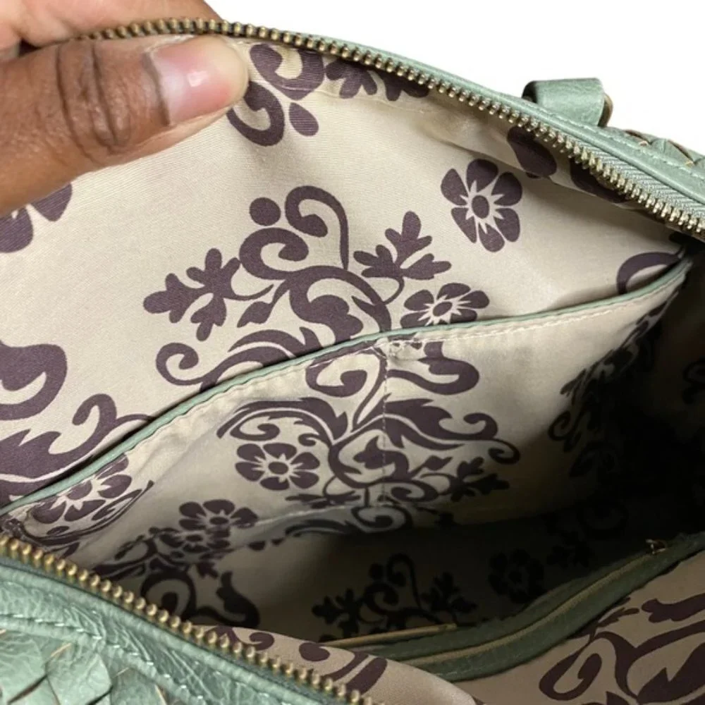 Urban Expressions Green Woven Weave Shoulder Satchel Tote Bag - Picture 8 of 9